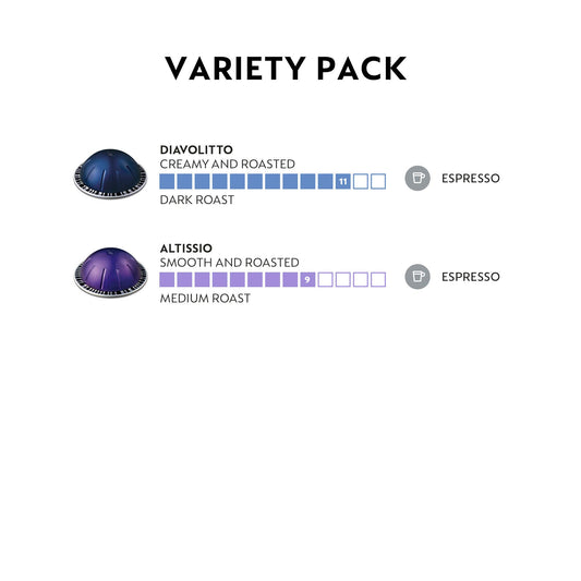Nespresso Capsules Vertuo, Espresso Bold Variety Pack, Medium and Dark Roast Espresso Coffee, 40-Count Espresso Pods, Brews 1.35oz.