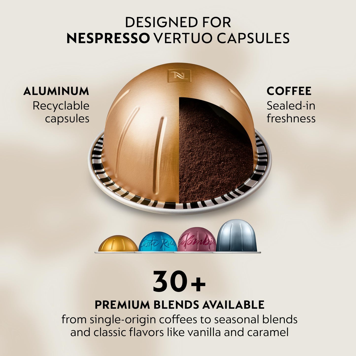 Nespresso Capsules Vertuo, Double Espresso Variety Pack, 30-Count Coffee Pods (Pack of 1), Brews 2.7oz
